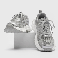 Baskets décontractées unisexes noires à semelle épaisse compensée, respirantes en maille, à lacets, pour la marche, style Dad Shoes