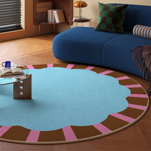 Tapis de sol rond en velours cristal pour enfants, motif géométrique abstrait, usage domestique, tapis de ramper résistant à l'usure, House Coco 02 - Product Image 4
