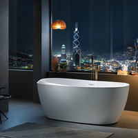 Baignoire de salle de bain moderne autoportante en acrylique pur Baignoire ovale de massage à l'air de couleur blanche personnalisée