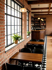 Juego de Mesa y Sillas de Restaurante de Estilo Americano Vintage, Sofá de Estilo Industrial para Bares, Cafeterías, Pubs Casuales, Uso Comercial - Product Image 3