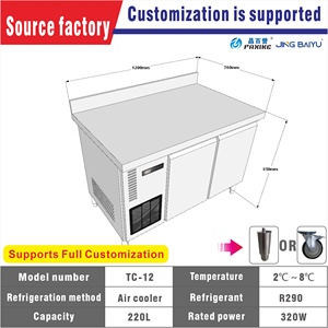 Mesa de Preparación Refrigerada TC-12 de Doble Puerta, <span class=keywords><strong>Precio</strong></span> de Fábrica con Certificación CE, Gran Venta para Restaurantes, Cafeterías, Mercados de Mariscos y Servicios de Catering - Product Image 2
