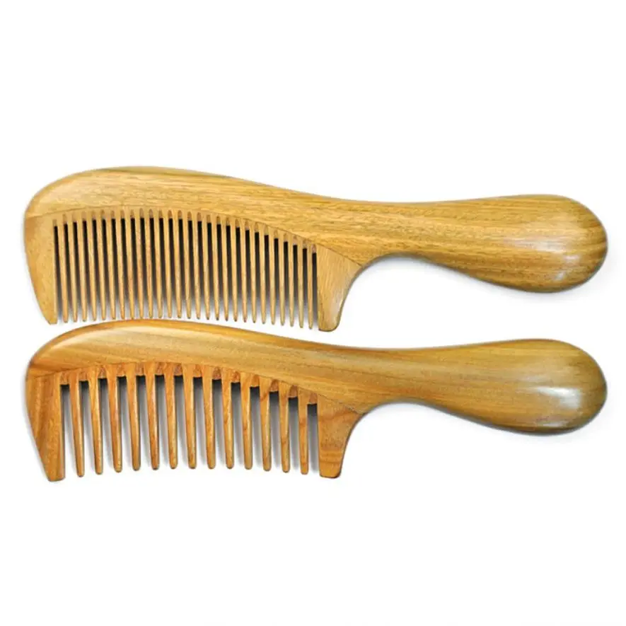 Fashion Hair Styling Tools Women Men Home Travel Wooden Handle Hair Combs Handmade Natural Green Sandalwood Wood Comb
