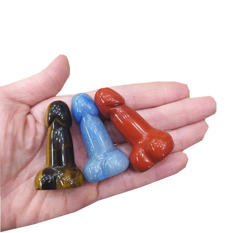 Wholesale natural 5cm Crystal Penis Carving Crafts Gemstone Crystals Penis Dildos Stones For gift