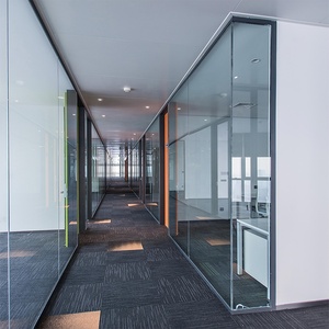 Poste de travail moderne à cadre en aluminium murs de <span class=keywords><strong>séparation</strong></span> clairs sans cadre cloisons modulaires en verre pour <span class=keywords><strong>bureau</strong></span> - Product Image 3