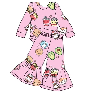 Ensemble 2 pièces personnalisable par sublimation pour la Saint-Valentin, comprenant une barboteuse pour bébé fille et un pantalon respirant en papier kraft à motif cloche, idéal pour Pâques. - Product Image 5