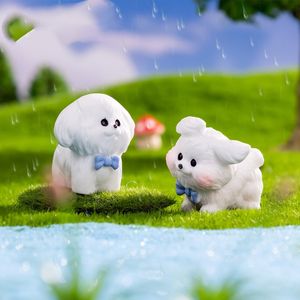 Personalizable DIY <span class=keywords><strong>resina</strong></span> decoración lindo correr pequeño perro blanco ornamento musgo Micro paisaje para Mini coche escritorio pequeño Animal - Product Image 4