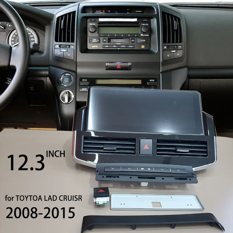 أندرويد 13 لتويوتا لاند كروزر ، راديو سيارة متعدد الوسائط بشاشة 15 بوصة LC200 GPS ملاحة مشغل سيارة GB