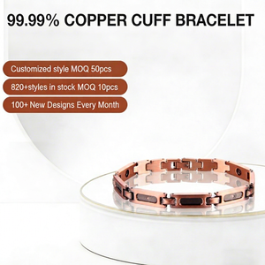 Pulsera Magnética de Cobre Puro Ajustable Unisex, Diseño Geométrico Clásico de Una Sola Fila, Imanes Fuertes, Alivio Natural del Dolor Articular - Product Image 1