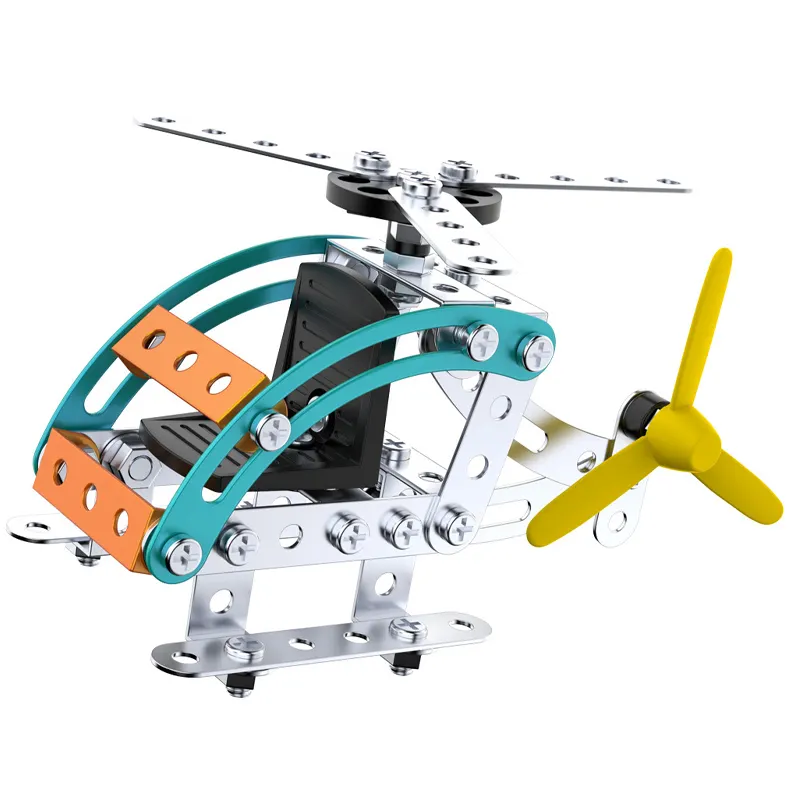 बच्चों के लिए 99 पीस DIY असेंबल हेलीकॉप्टर 3डी मेटल पज़ल बिल्डिंग ब्लॉक सेट खिलौने