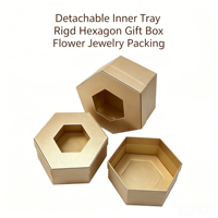 Boîte en carton de forme irrégulière, boîte cadeau rigide avec fenêtre transparente pour bijoux floraux, mariage et Saint-Valentin