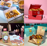 Boîte d'emballage personnalisée en papier sulfurisé pour gaufres, plateau de service jetable pour desserts en bâtonnets