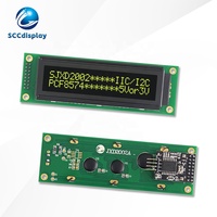 Layar LCD Standar Tinggi JXD2002A-IIC VA Antarmuka Negatif Kuning IIC/I2C dengan Lampu Latar Modul Tampilan LCM Matriks Titik 20*2
