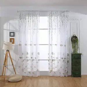 薄纱宽窗帘薄纱织物印花和铝箔设计纯粹织物窗帘客厅