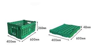 Collapsible <strong>Storage</strong> Fruit Ventiled Transport Basket Plastic Collapsible Basket Vegetable Mesh Foldable <strong>Crate</strong> - Product Image 6