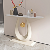 Table console en métal de luxe léger, style moderne et minimaliste, avec plateau en pierre frittée, pour salon, entrée d'appartement, couloir ou à poser contre le mur