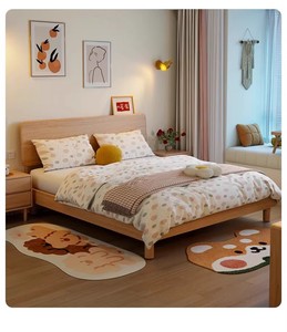 Cama de Plataforma de Madera Maciza de Diseño Minimalista Moderno con Cabecera de Perfil Bajo y Diseño <span class=keywords><strong>Flotante</strong></span> para Dormitorio - Product Image 2