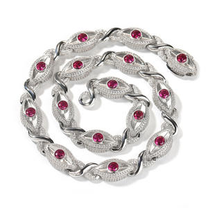 Hip Hop Gangsta Rap gioielli in ottone 5A catena zircone 13mm bracciale in pietra rossa malocchio collana personalizzata stili infiniti per gli uomini - Product Image 1