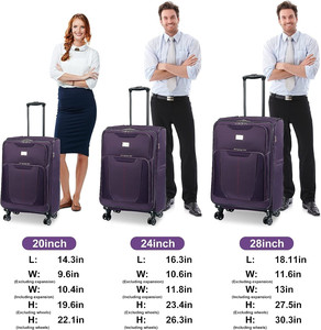 Set da Viaggio <span class=keywords><strong>in</strong></span> <span class=keywords><strong>Tessuto</strong></span> a 3 Pezzi, Valigia Espandibile Morbida con Ruote Girevoli, Borsa Grande da Stiva - Product Image 6