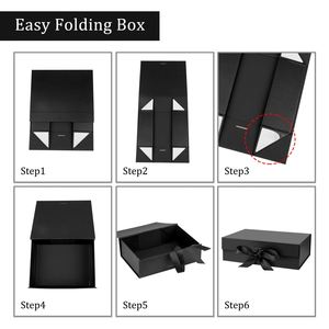 Luxury Black Ribbon Gift <b>Box</b>, Custom Insert Wine Chocolate Gift Packaging <b>Box</b> for <b>Christmas</b> Wedding Birthday Present - Product Image 3