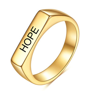 Bague en acier inoxydable gravée au laser Faith, 4 mm, bijoux géométriques minimalistes pour femmes, cadeau - Product Image 4