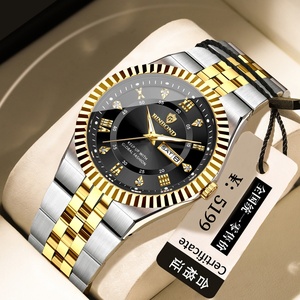 Montre de luxe pour homme, mouvement à quartz, style business décontracté, étanche, bracelet en acier inoxydable, boîtier en alliage de 40 mm, aiguilles en verre - Product Image 5