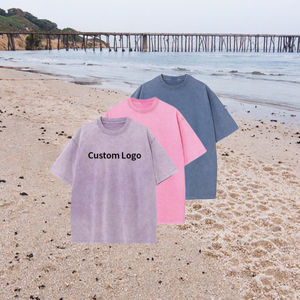 T-shirt vintage uni brodé avec logo personnalisé, lavage à l'acide, DTG DTF, poids lourd, 100% coton, blanc, surdimensionné, court, écologique - Product Image 3