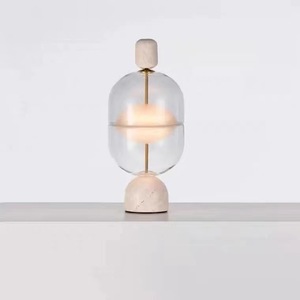 โคมไฟตั้งโต๊ะแก้วสไตล์มินิมอลหลังสมัยใหม่สำหรับห้องนั่งเล่น โคมไฟข้างเตียงสไตล์นอร์ดิก ดีไซน์หินอ่อนสุดสร้างสรรค์ ใช้พลังงานจากไฟบ้าน/แบตเตอรี่ - Product Image 6