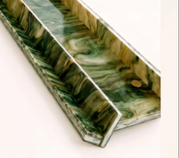 Support de tuiles de mahjong en acrylique marbré vert, plateau à dossier ondulé, support de mahjong en résine de luxe, accent doré, accessoire de jeu haut de gamme