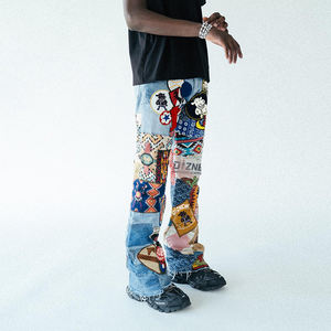 DiZNEW Fabricant de vêtements en denim, jeans patchwork personnalisés de haute qualité, vente en gros, pantalons imprimés multicolores, nouvelle tendance de la mode - Product Image 2