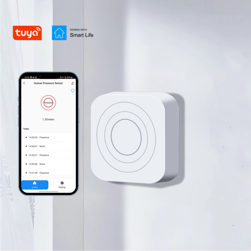Tuya 24GHz MMWave Human Presence Sensor | Zigbee/Wi-Fi, OLED Display, Alexa/Google Compatible, Battery-Operated Motion Detector for Hotels & Homes (Kuwait)