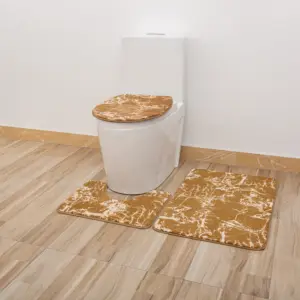 Baño de microfibra suave, alfombras de tres piezas, alfombras de suelo antideslizantes suaves y peludas, alfombrillas de baño antideslizantes decorativas para el hogar