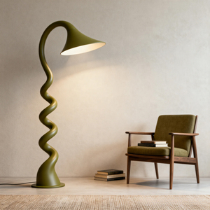 Lámpara de Pie Moderna de PETG con Diseño en Espiral, LED Blanco Frío, Control Táctil, Altura Ajustable, Pantalla Beige, Tamaño Grande para Decoración de Sala de Estar - Product Image 3
