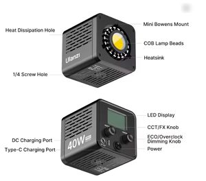 Ulanzi L-024 Luce Video RGB 40W Personalizzabile a Colori Completi COB con 2500-6500K 0-359 °   RGB per <span class=keywords><strong>Fotografia</strong></span> e Trasmissioni in Diretta all'Aperto - Product Image 4