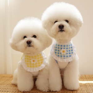 Babero de algodón a cuadros estilo coreano para perros, toalla para la saliva de mascotas, para Bichón Frisé, Teddy, Pomerania, con diseño de corbata, color personalizado, para todas las estaciones - Product Image 1