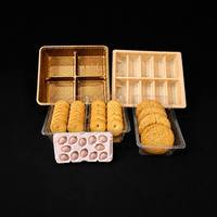 Barquette en PET de qualité alimentaire pour pâtisserie, biscuits, chocolat, confiserie, pâtisserie, avec compartiments divisés, vente en gros