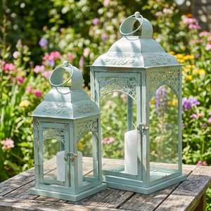 Wholesale Patina Metal <b>Moroccan</b> Style Candle Lanterns for Home and Garden <b>Lighting</b> Decoration - Product Image 1