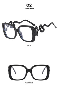 2025 à la mode Style Anti-lumière bleue miroir plat forme de serpent PC métal Temple cadre <span class=keywords><strong>lunettes</strong></span> équipées de <span class=keywords><strong>Correction</strong></span> de la myopie - Product Image 6