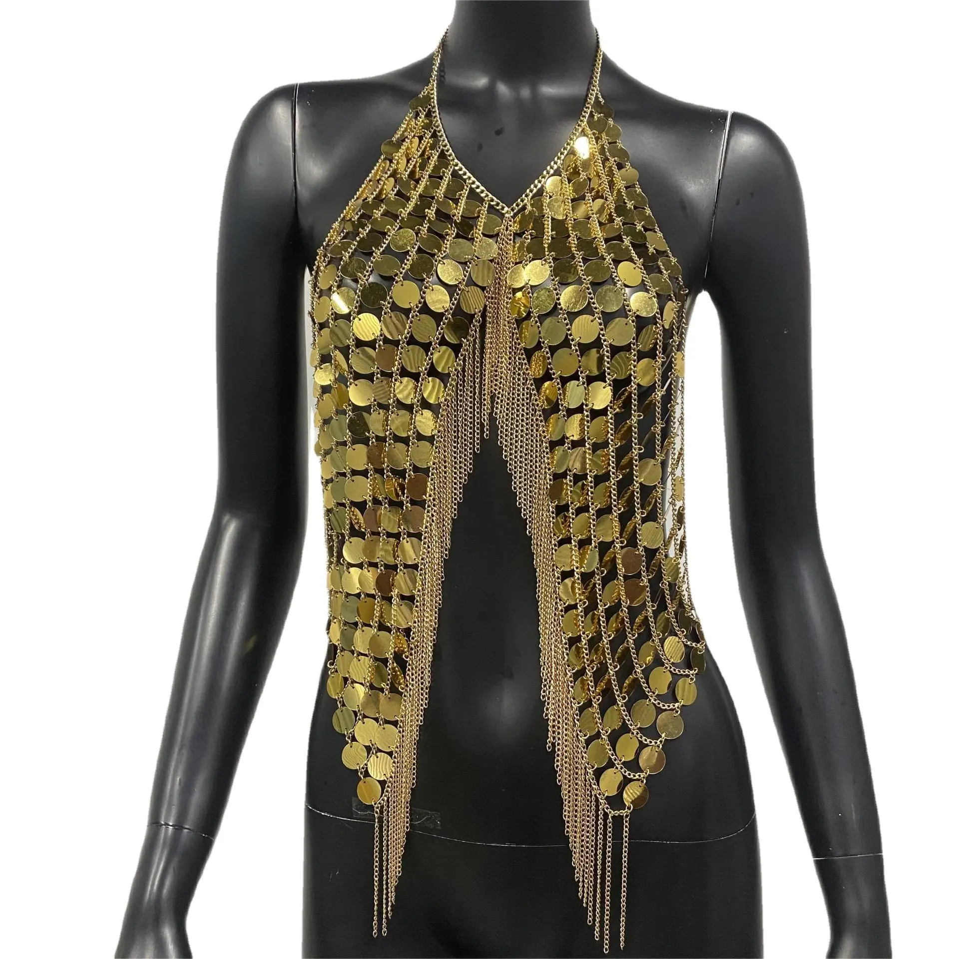 Hot Sale Summer 2023 Hand Woven Sequin Bikini Fashion Sexy Body Chain Punk Jewelry For Women