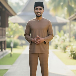 Baju Melayu Teluk Belanga Exclusivo de Borong, Informal, de Algodón sin Plancha, Estilo Alemán Raya 2025, Transpirable, Venta al por Mayor Directa, Disponible en Stock - Product Image 4