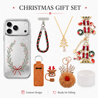 Coque de téléphone antichoc miroir électroplaqué argent de haute qualité pour iPhone, avec sangle, bracelet de montre et collier – Coffret cadeau de Noël