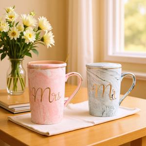 Taza de Cerámica de Doble Capa de Porcelana Blanca, Diseño de Dibujos Animados, Estilo de Caja de Regalo, Par de Tazas <span class=keywords><strong>para</strong></span> Parejas con Tapa y Cuchara, Dí<span class=keywords><strong>a</strong></span> de San Valentín - Product Image 6