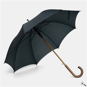 Custom Made Classic Advertising Curved Wood Hook Umbrella Printed Logo Rain Wooden Handle Straight Umbrella Business Gifts Golf