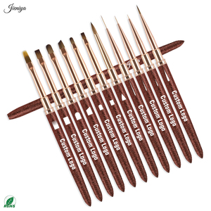 Ensemble <span class=keywords><strong>de</strong></span> pinceaux à ongles en nylon avec manche métallique brillant marron et logo personnalisé, pinceau liner et pinceau gel pour équipement <span class=keywords><strong>de</strong></span> salon - Product Image 3