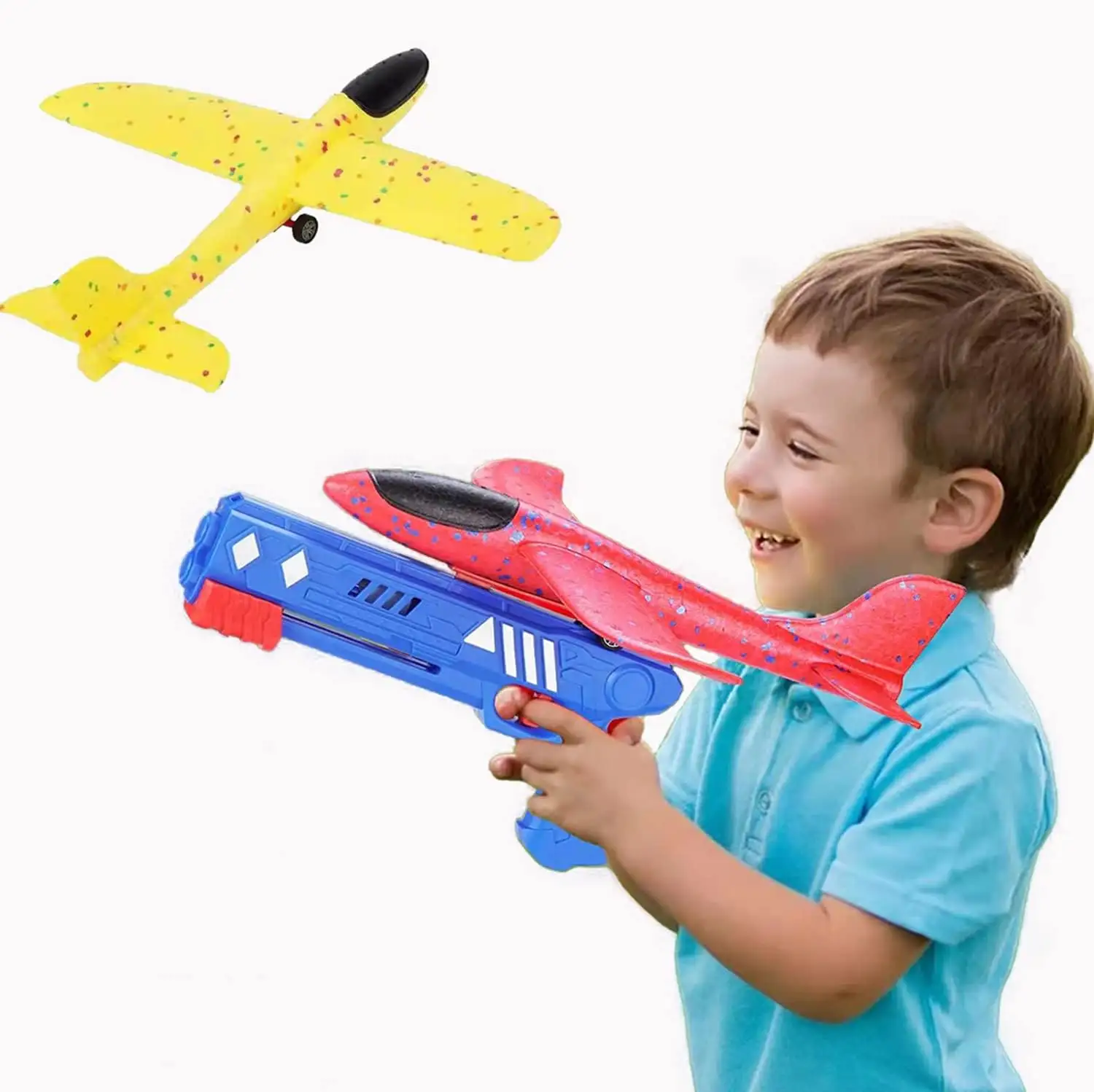 Coole Toy Gun Form des Katapult Aircraft Launcher LED Foam Glider Ein-Klick-Auswurf-Schieß flugzeug