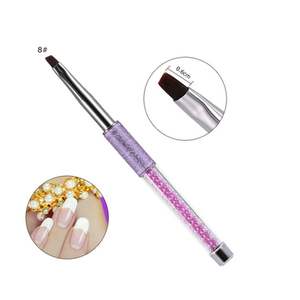 Pinceau à ongles en nylon incliné avec manche en acrylique, virole sertie, poils plats, pour peinture au gel UV LED et décoration - Product Image 5