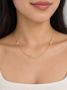 Collier en acier inoxydable doré avec inscription, design Siempre, chaîne fine réglable 40+5 cm, léger, 3,1 g - Product Image 5