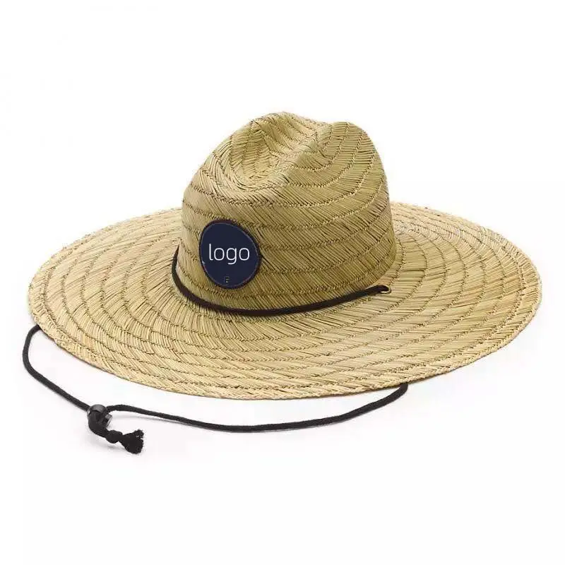 Wholesale Custom With Logo Summer For Men Oversized Wide Brim Lifeguard Panama Fishing Sun Protection Beach Straw Hats