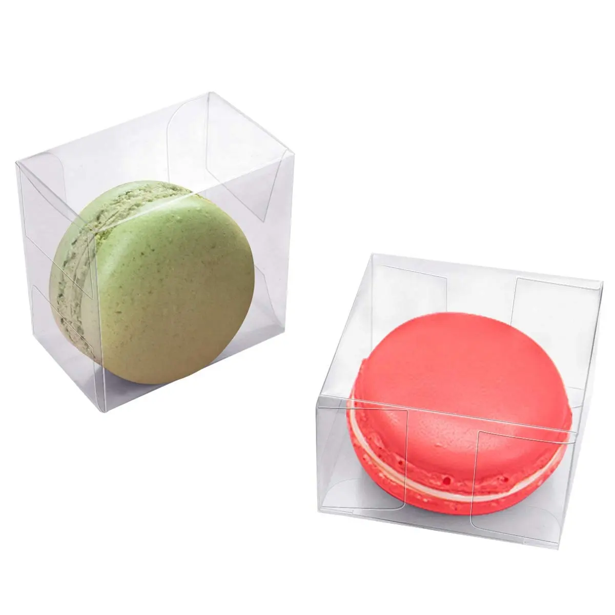 2Inch Custom Kleine Transparante Plastic Clear Pet Pvc Macaron Gunst Verpakking Geschenkdoos