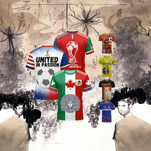 T-shirt en molleton décontracté surdimensionné personnalisé Coupe du Monde de Football 2026 avec impression numérique 3D respirant séchage rapide 100% polyester motif - Product Image 3