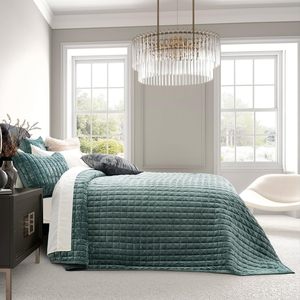 Colcha de terciopelo de lujo, conjunto de edredón de terciopelo a cuadros verde agua, colcha suave y transpirable para las <span class=keywords><strong>4</strong></span> estaciones - Product Image 3